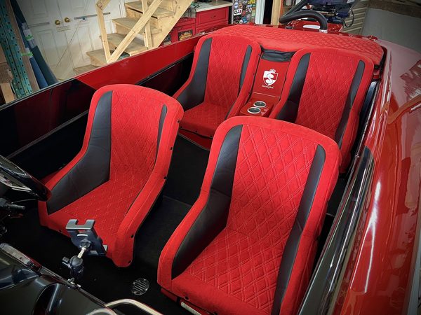 Red and black boat upholstery