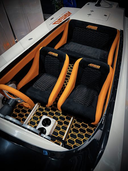 Black and orange boat interior
