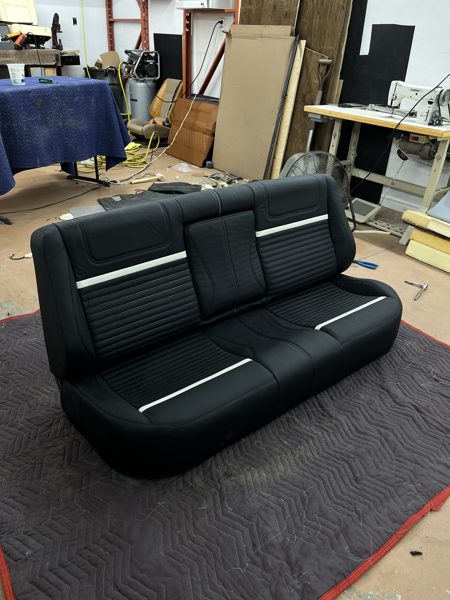 Black upholstered bench seat