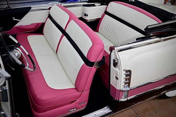 White and pink boat upholstery